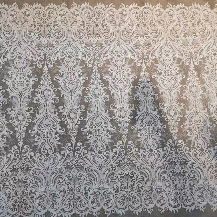 Premium Off-White Embroidered Lace Fabric