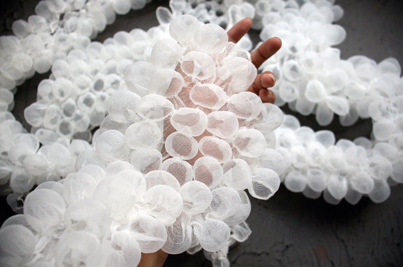 3D Bubble Seersucker Fabric - Sheer Heat-Set Lace for Couture Design