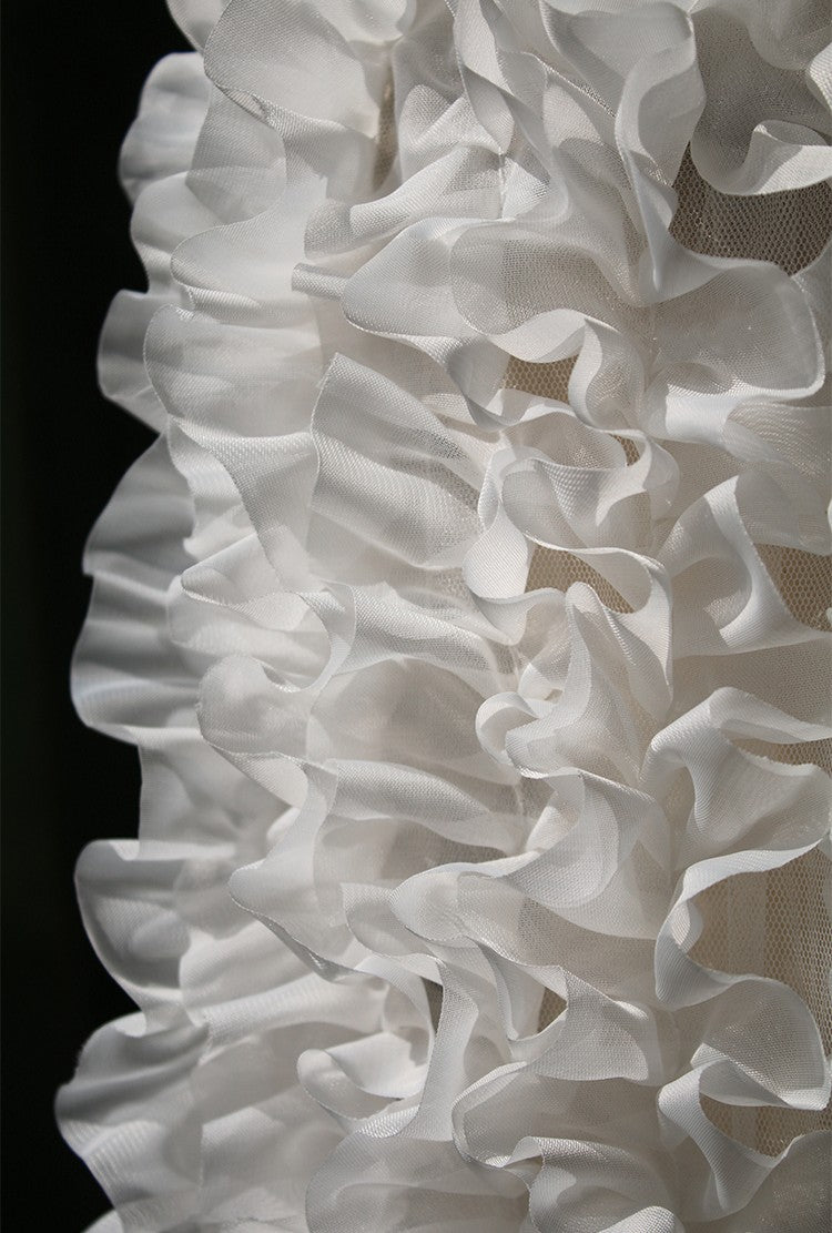 12-Layer Lace Fabric with 3D Ruffled Edges