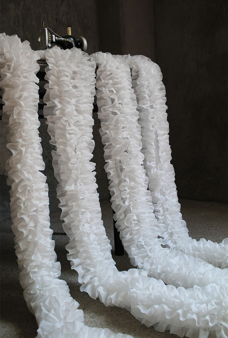 12-Layer Lace Fabric with 3D Ruffled Edges