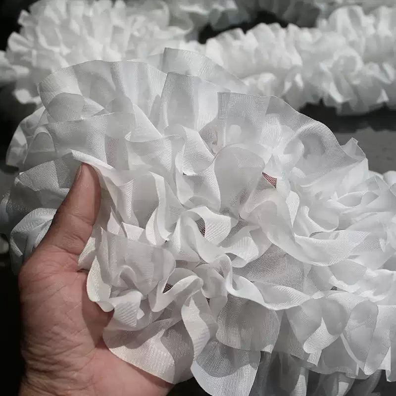 12-Layer Lace Fabric with 3D Ruffled Edges