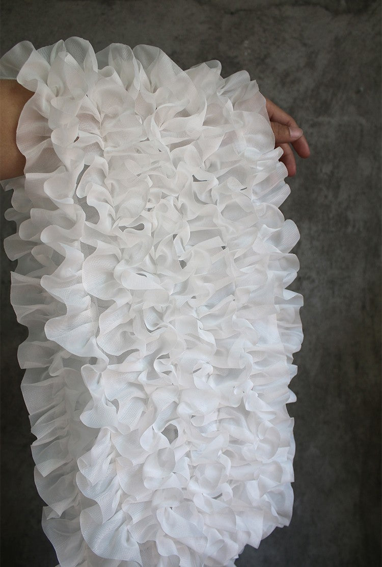 12-Layer Lace Fabric with 3D Ruffled Edges