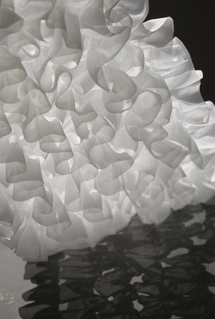 12-Layer Lace Fabric with 3D Ruffled Edges