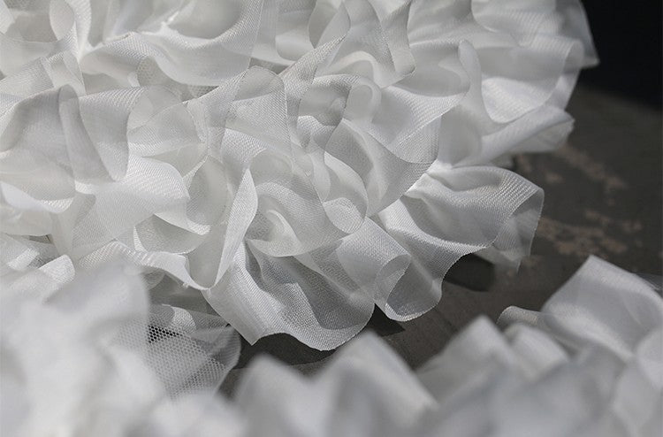 12-Layer Lace Fabric with 3D Ruffled Edges
