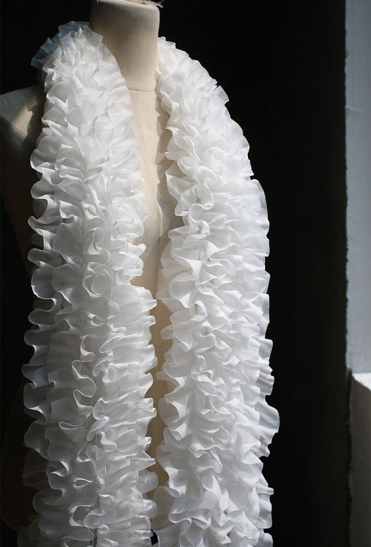 12-Layer Lace Fabric with 3D Ruffled Edges