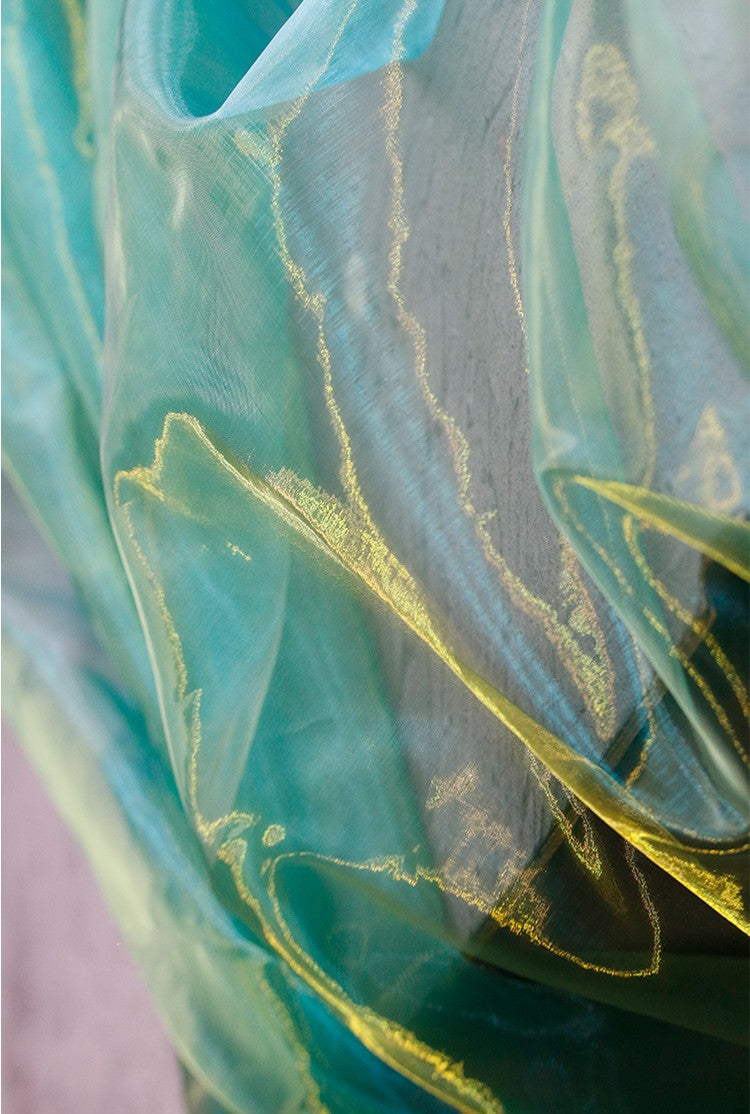 Jelly Sea Organza – Multicolor Liquid Shine Fabric