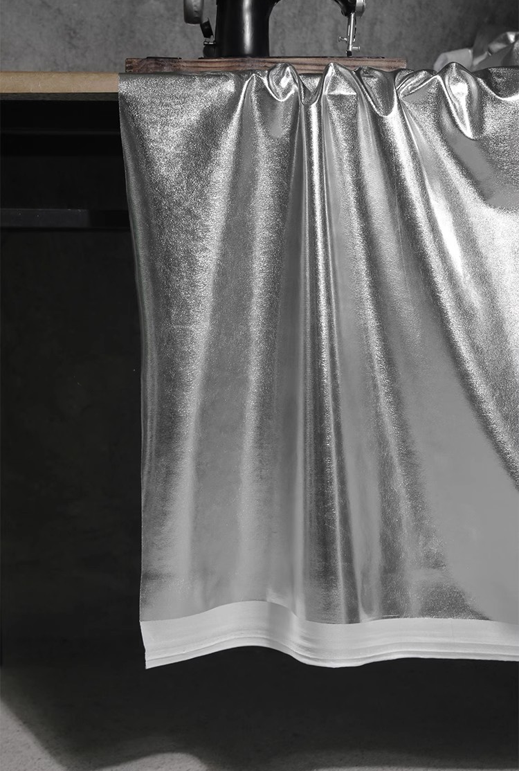 Soft Mirror – Four-Way Stretch TPU - Coated Metallic Designer Fabric