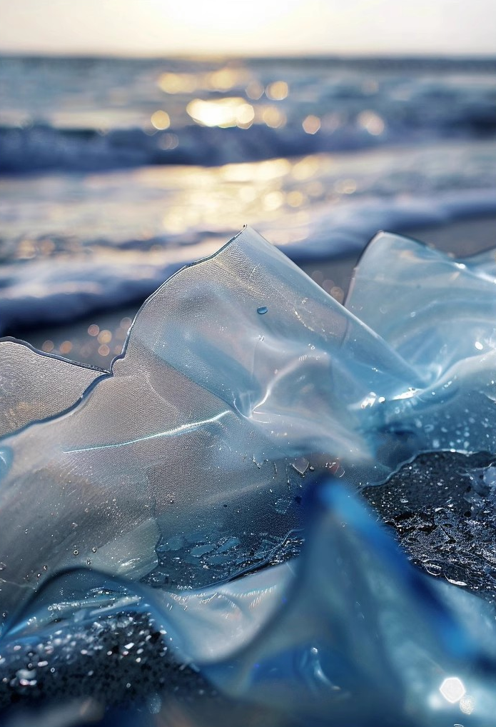 Gradient Blue Glossy Crystal Organza – Water-Inspired Sheer Fabric