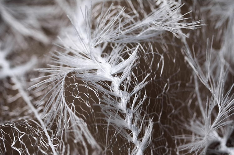 Ethereal Feather Lace – Irregular Hollow White Mesh Fabric