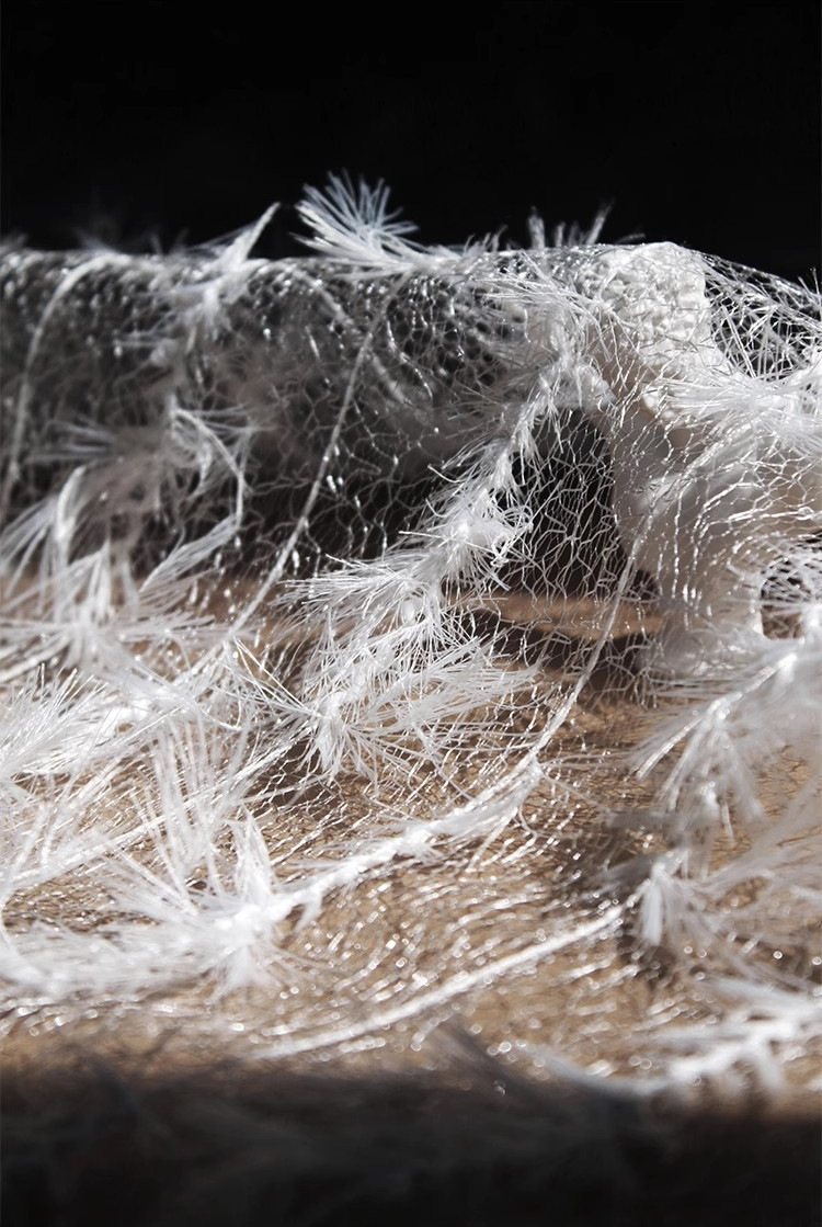 Ethereal Feather Lace – Irregular Hollow White Mesh Fabric