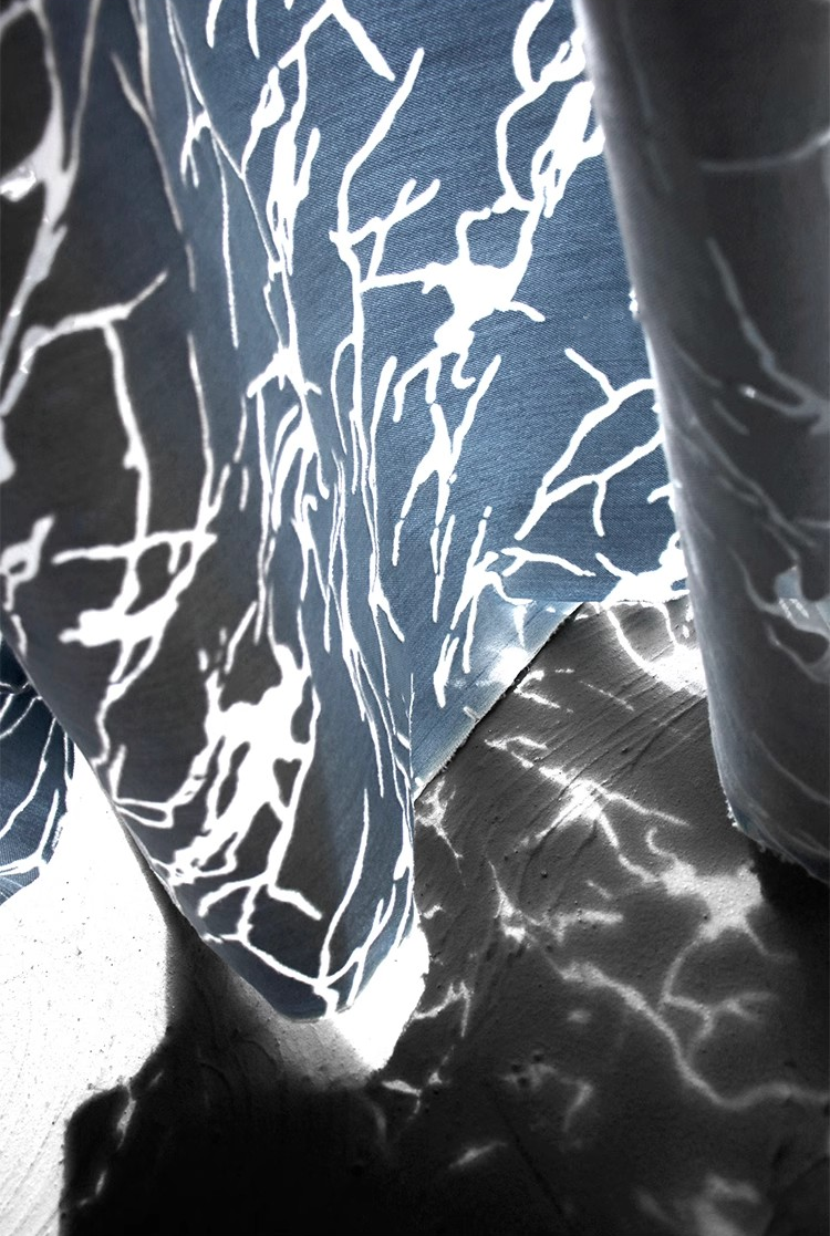 Azure Burnout – Sheer Hollow Texture Fabric