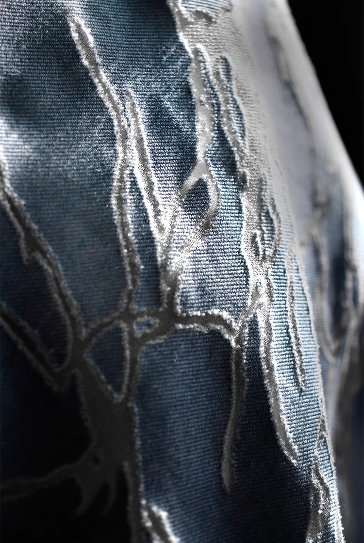 Azure Burnout – Sheer Hollow Texture Fabric