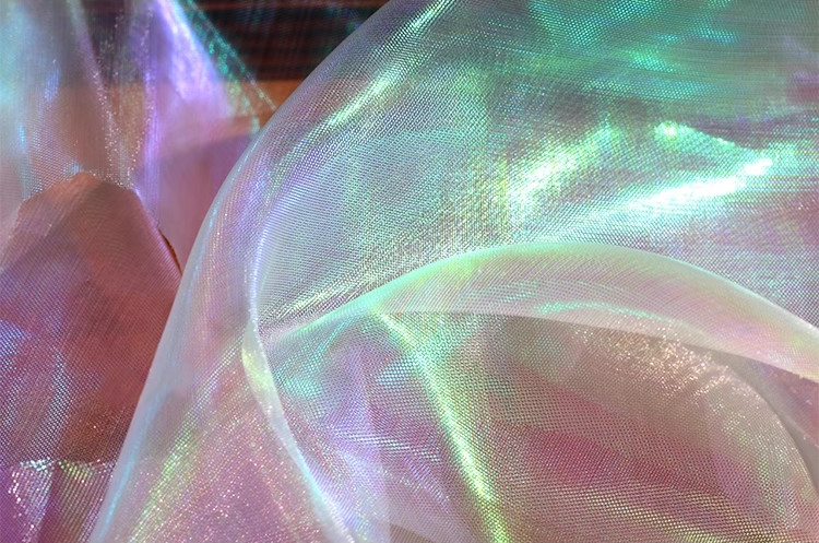Aurora Prism Organza – Iridescent Gradient Sheer Fabric