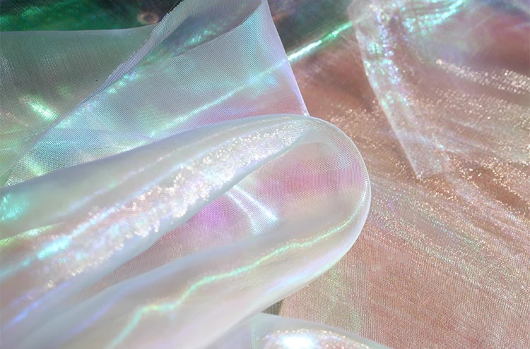 Aurora Prism Organza – Iridescent Gradient Sheer Fabric
