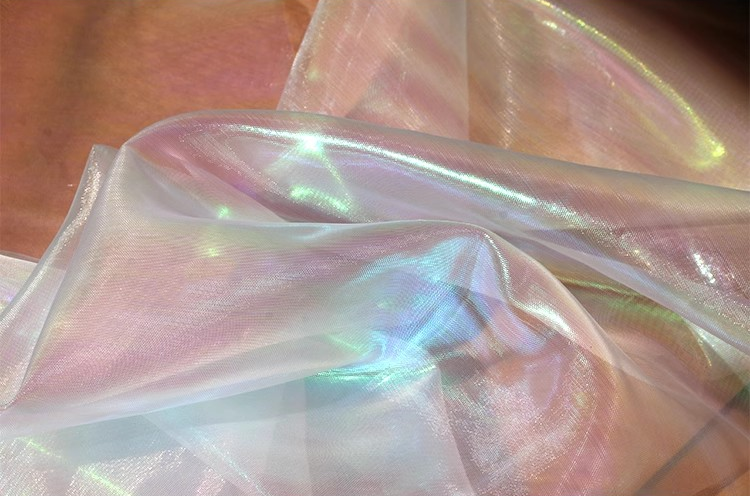 Aurora Prism Organza – Iridescent Gradient Sheer Fabric