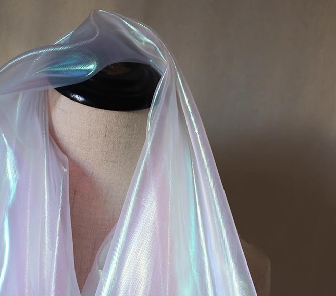 Aurora Prism Organza – Iridescent Gradient Sheer Fabric