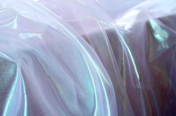 Aurora Prism Organza – Iridescent Gradient Sheer Fabric