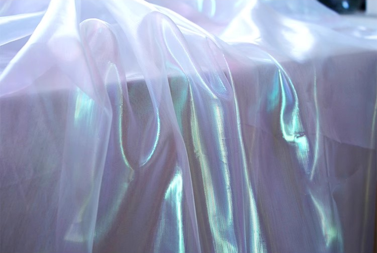 Aurora Prism Organza – Iridescent Gradient Sheer Fabric