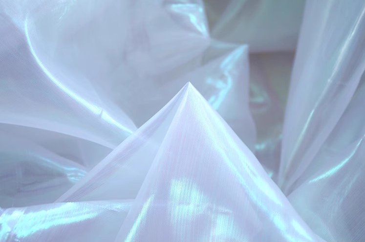 Aurora Prism Organza – Iridescent Gradient Sheer Fabric