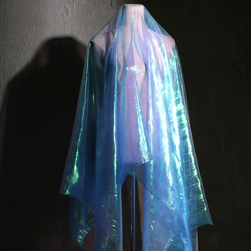 Aurora Prism Organza – Iridescent Gradient Sheer Fabric