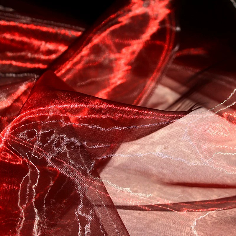 Aurora Prism Organza – Iridescent Gradient Sheer Fabric