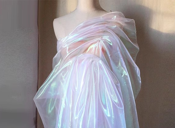 Aurora Prism Organza – Iridescent Gradient Sheer Fabric