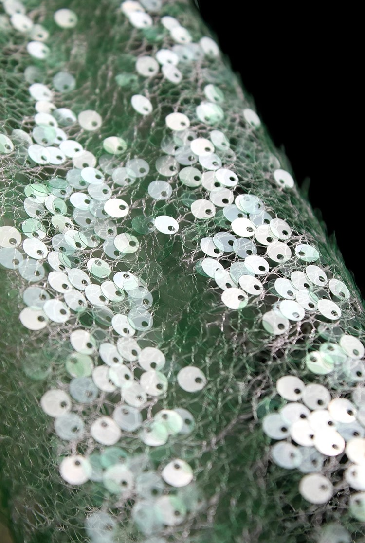 Emerald Luxe Sheer Sequin Mesh – Unique Designer Fabric