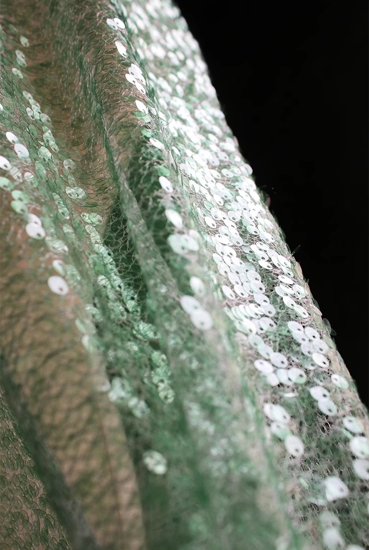 Emerald Luxe Sheer Sequin Mesh – Unique Designer Fabric