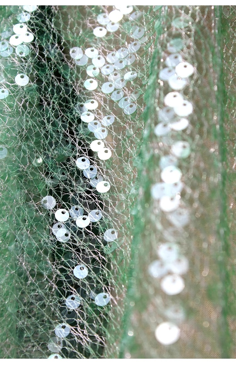 Emerald Luxe Sheer Sequin Mesh – Unique Designer Fabric