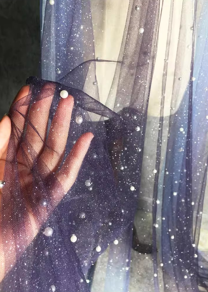 Celestial Pearl Silver Foil Gradient Sheer Tulle