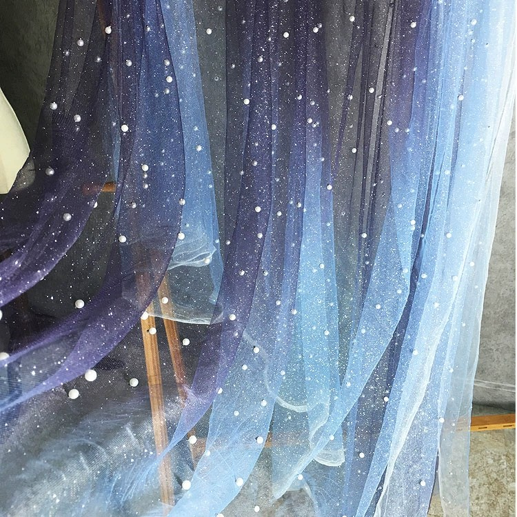 Celestial Pearl Silver Foil Gradient Sheer Tulle