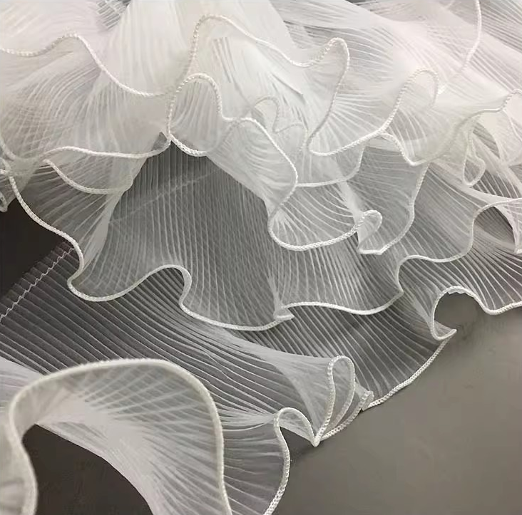 Organza Pleated Wave – Dimensional Ruffled Fabric