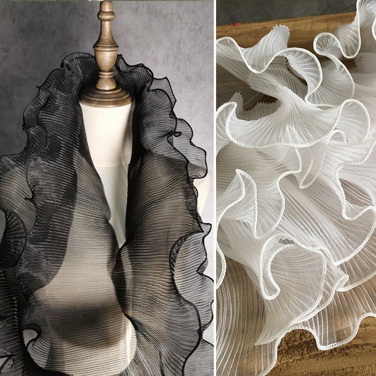 Organza Pleated Wave – Dimensional Ruffled Fabric