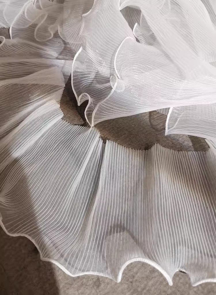 Organza Pleated Wave – Dimensional Ruffled Fabric