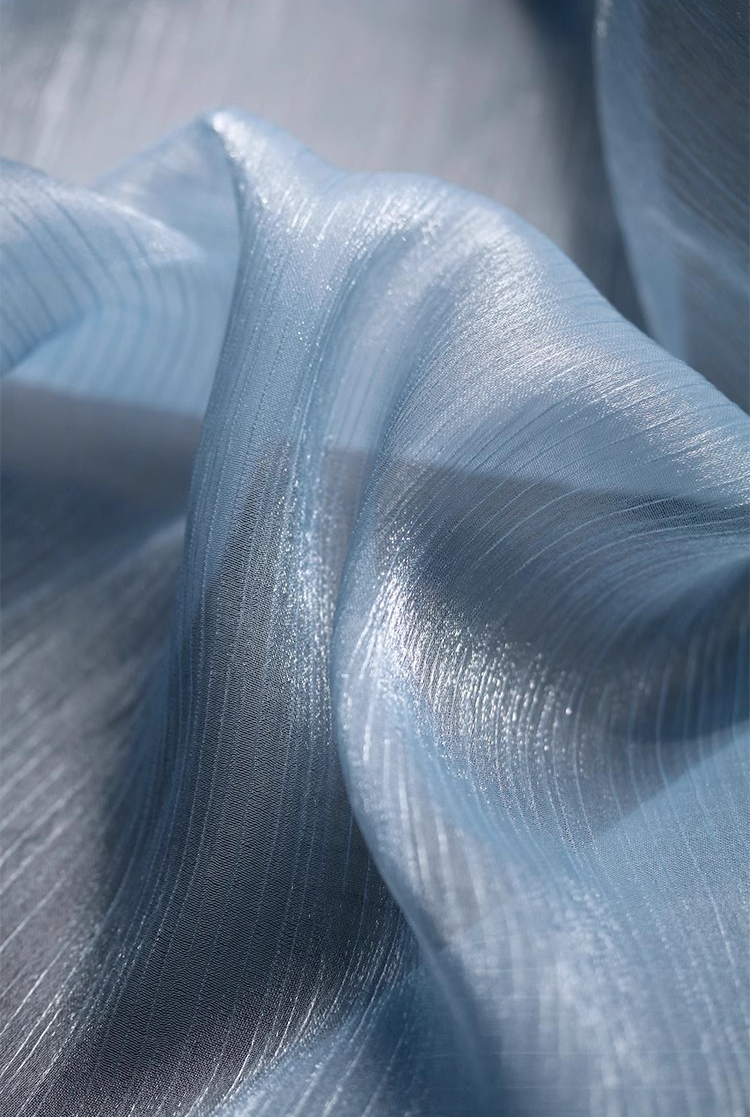 Shimmering Wave Pleated Tulle – Luminous Textured Stripe Fabric