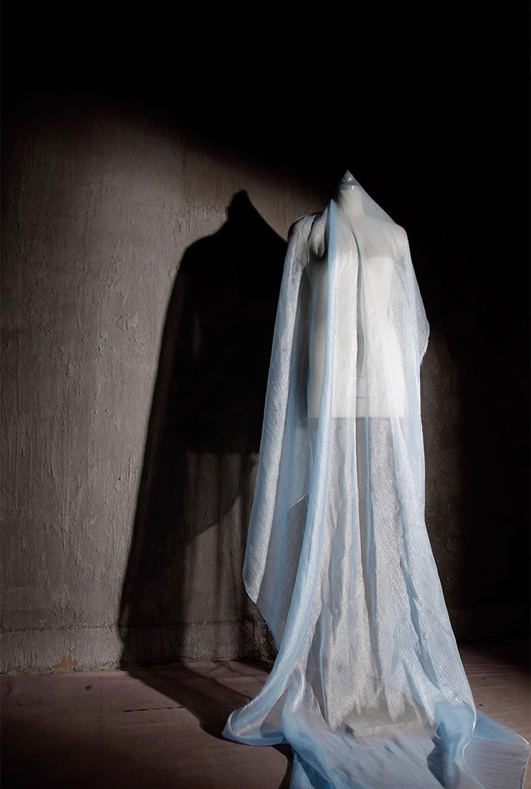 Shimmering Wave Pleated Tulle – Luminous Textured Stripe Fabric