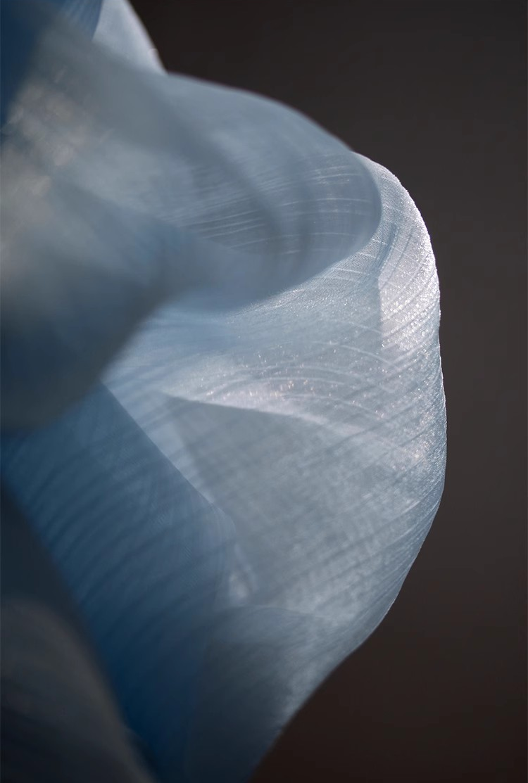 Shimmering Wave Pleated Tulle – Luminous Textured Stripe Fabric