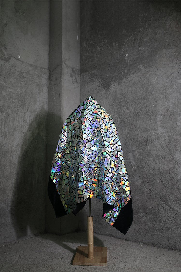 Shattered Prism TPU Jelly Fabric – Geometric Holographic Mirror Textile