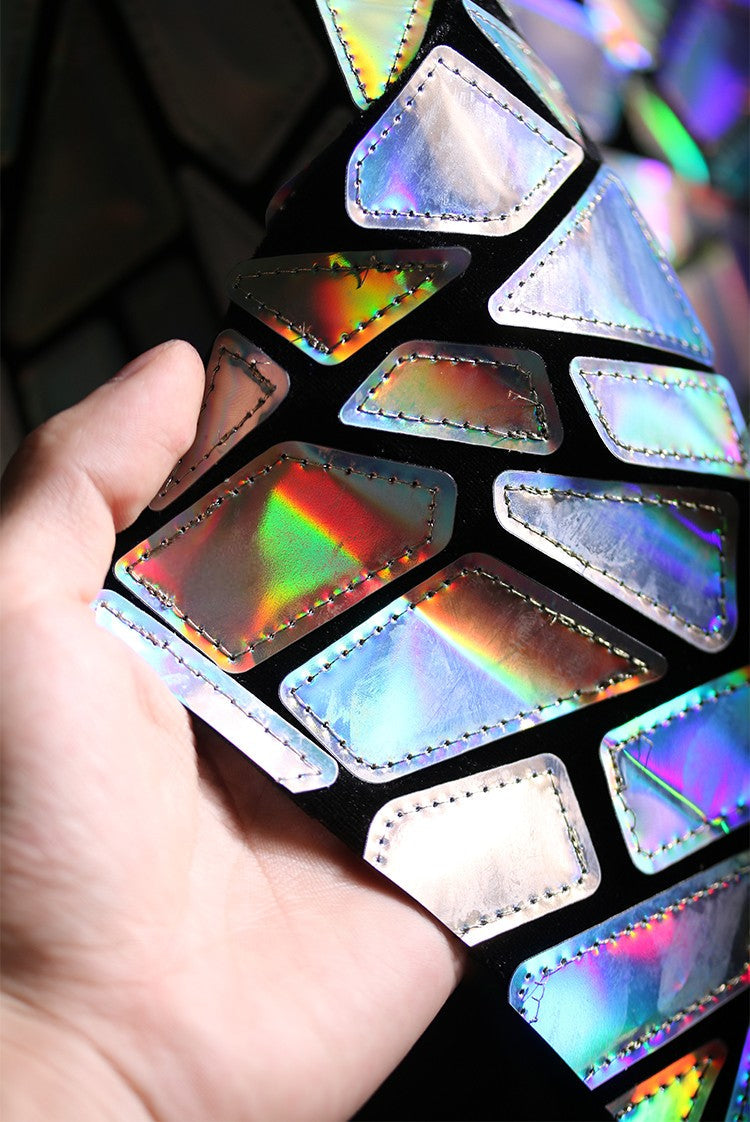 Shattered Prism TPU Jelly Fabric – Geometric Holographic Mirror Textile