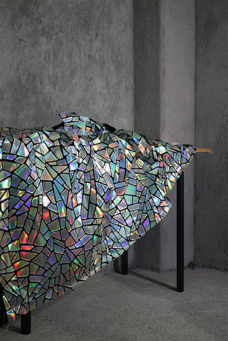 Shattered Prism TPU Jelly Fabric – Geometric Holographic Mirror Textile
