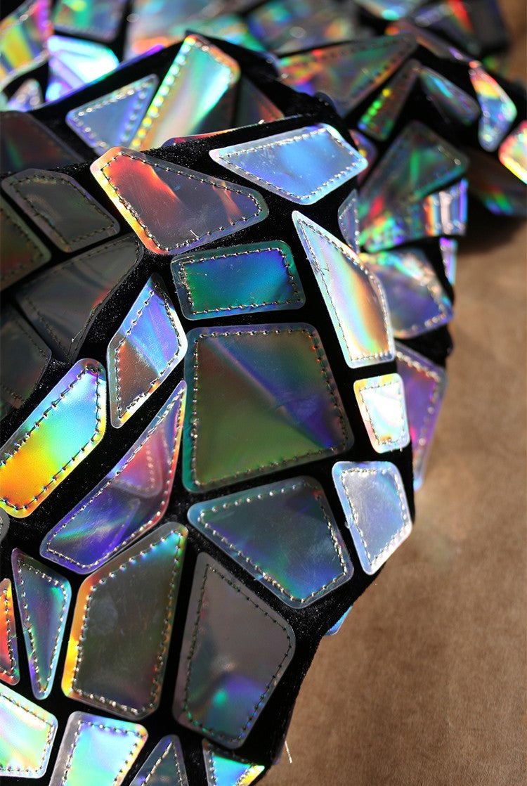 Shattered Prism TPU Jelly Fabric – Geometric Holographic Mirror Textile
