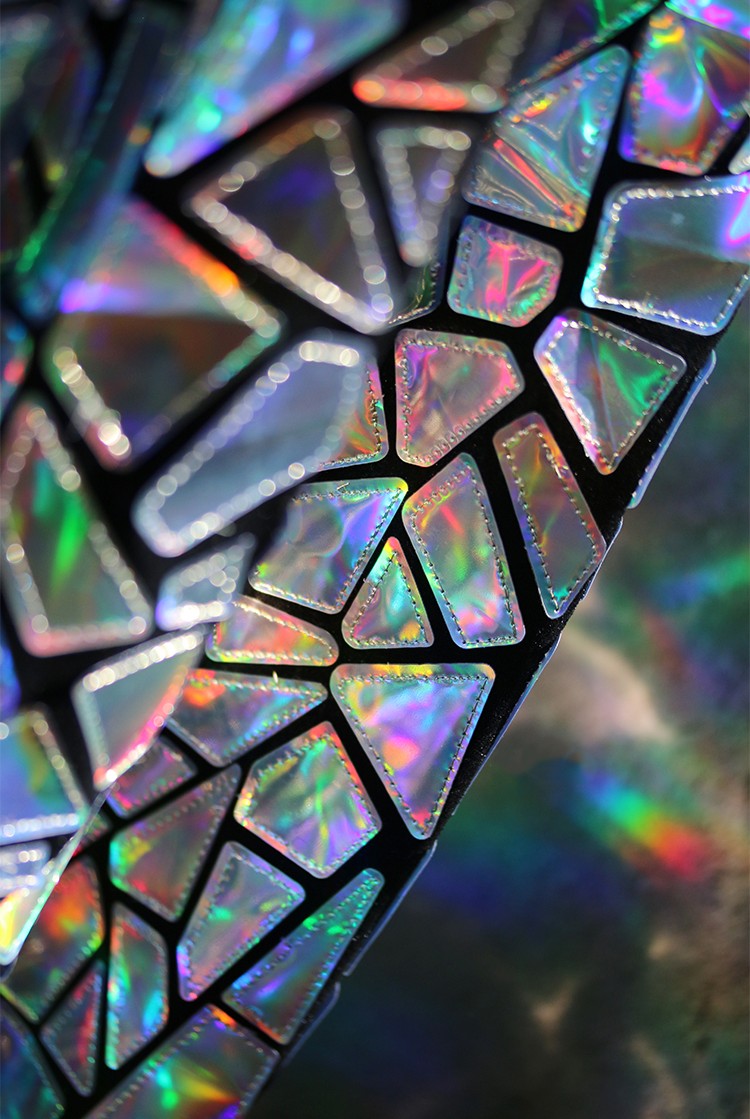 Shattered Prism TPU Jelly Fabric – Geometric Holographic Mirror Textile