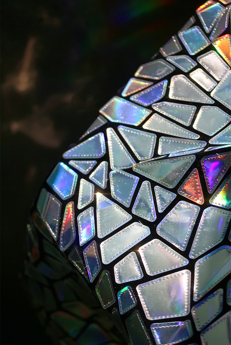 Shattered Prism TPU Jelly Fabric – Geometric Holographic Mirror Textile