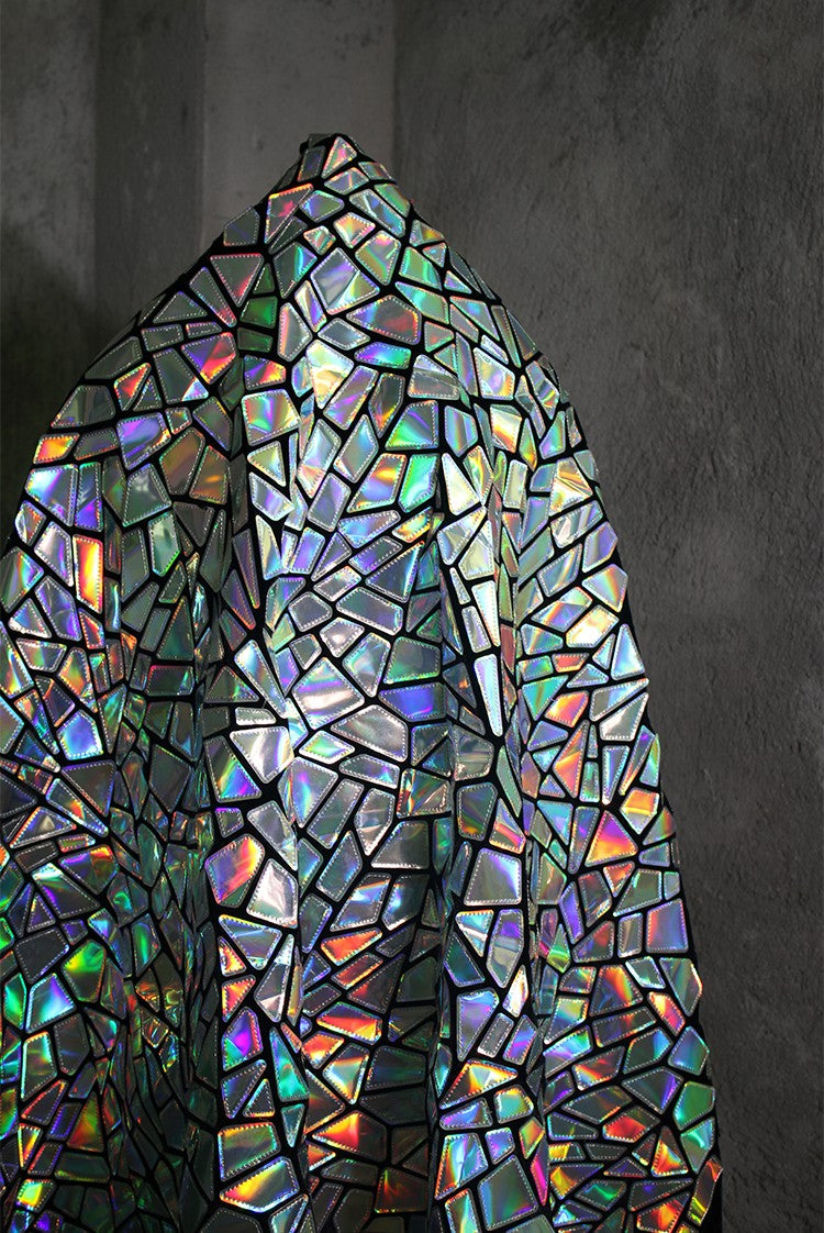 Shattered Prism TPU Jelly Fabric – Geometric Holographic Mirror Textile