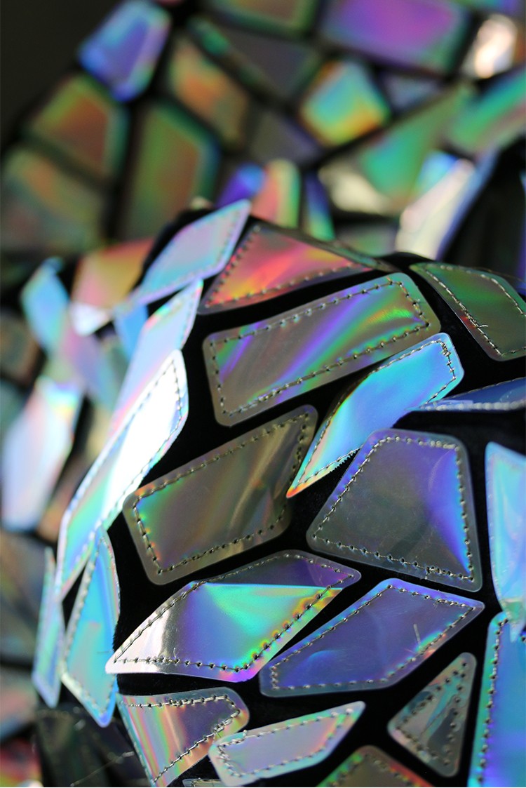 Shattered Prism TPU Jelly Fabric – Geometric Holographic Mirror Textile