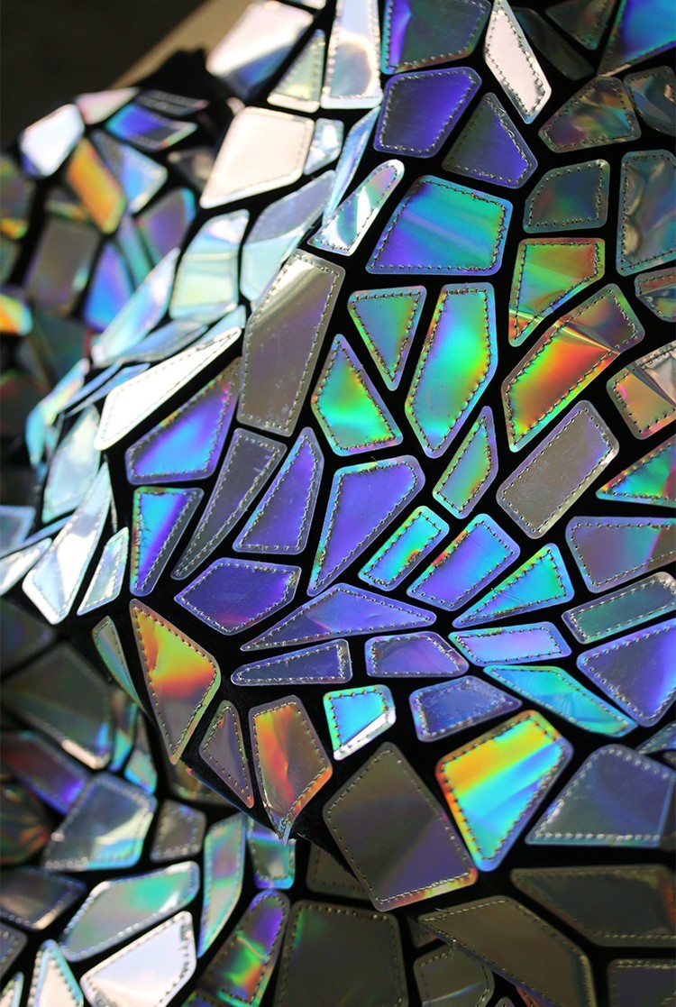 Shattered Prism TPU Jelly Fabric – Geometric Holographic Mirror Textile