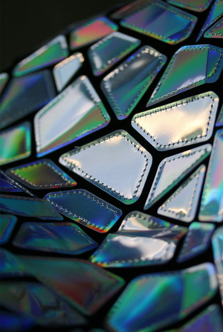 Shattered Prism TPU Jelly Fabric – Geometric Holographic Mirror Textile