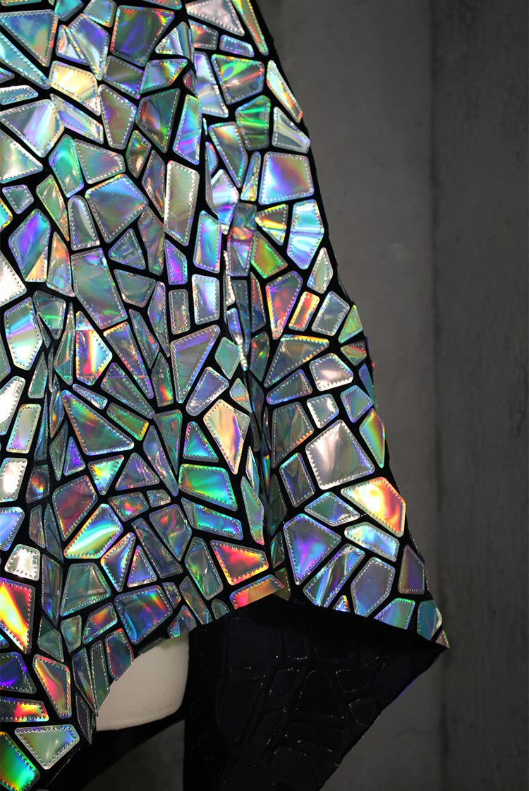 Shattered Prism TPU Jelly Fabric – Geometric Holographic Mirror Textile
