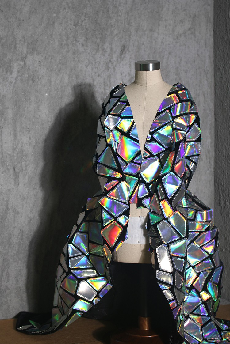 Shattered Prism TPU Jelly Fabric – Geometric Holographic Mirror Textile