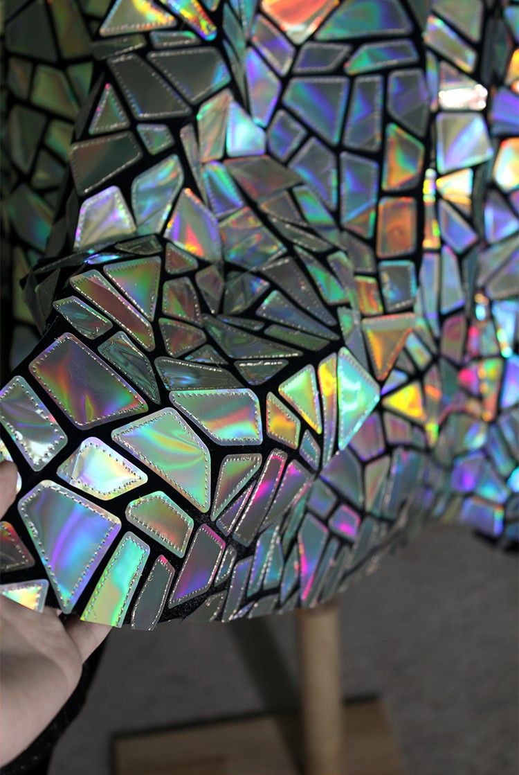 Shattered Prism TPU Jelly Fabric – Geometric Holographic Mirror Textile
